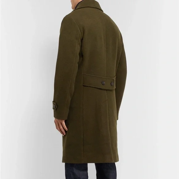 Todd Snyder Olive Green Double-Breasted Wool Coat